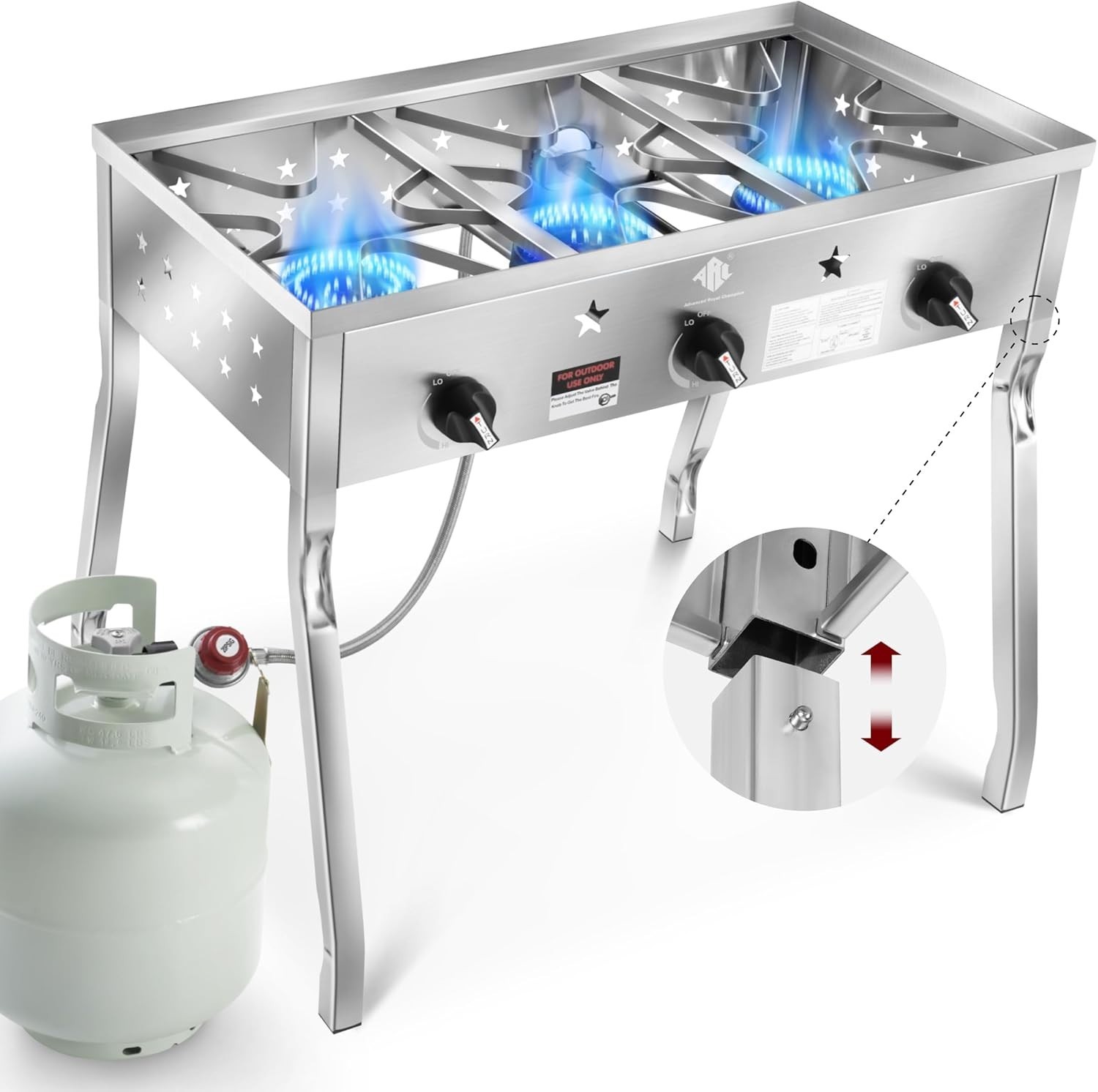 3 Burner Propane Gas Stove,225,000BTU Portable Outdoor Stove 3 Burner Propane Gas Stove,225,000BTU Portable Outdoor Stove