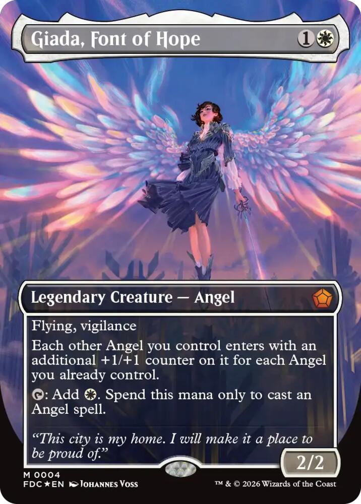 NM Borderless Foil Giada, Font of Hope, MTG, Foundations Commander, Magic, 4 NM Borderless Foil Giada, Font of Hope, MTG, Foundations Commander, Magic, 4