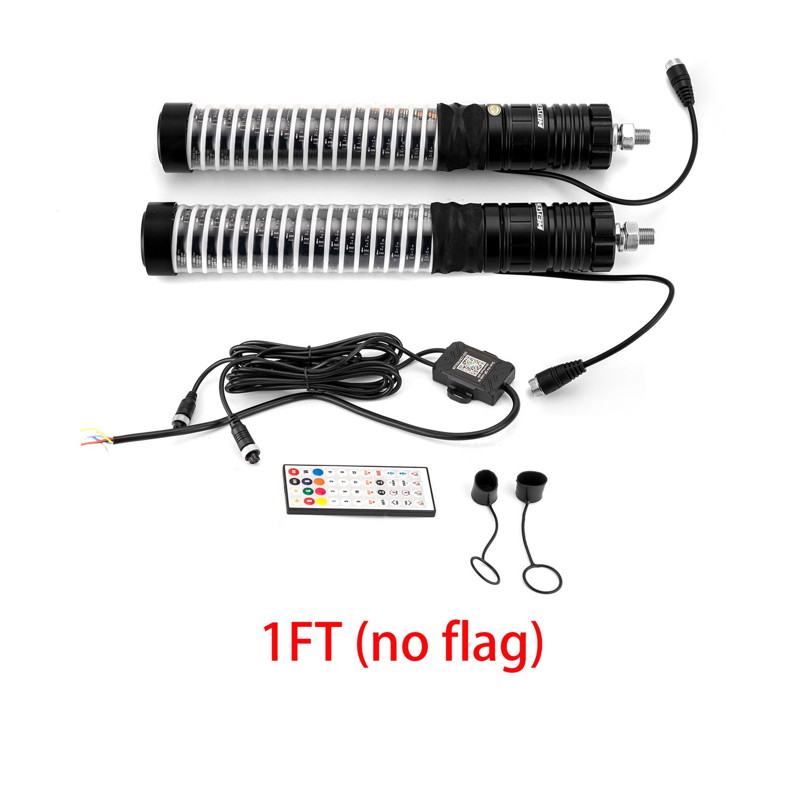 1FT/2FT/3FT Fat Whips 2.0in Thick Spiral Chasing RGB COB Whip Lights For ATV UTV