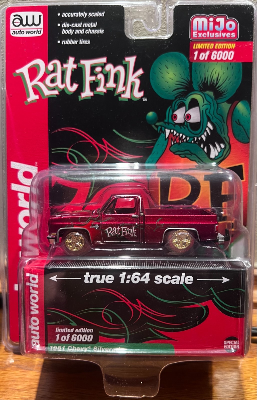 AUTO WORLD CP7905 1981 CHEVY SILVERADO RAT FINK LTD 1/64 CHASE AUTO WORLD CP7905 1981 CHEVY SILVERADO RAT FINK LTD 1/64 CHASE