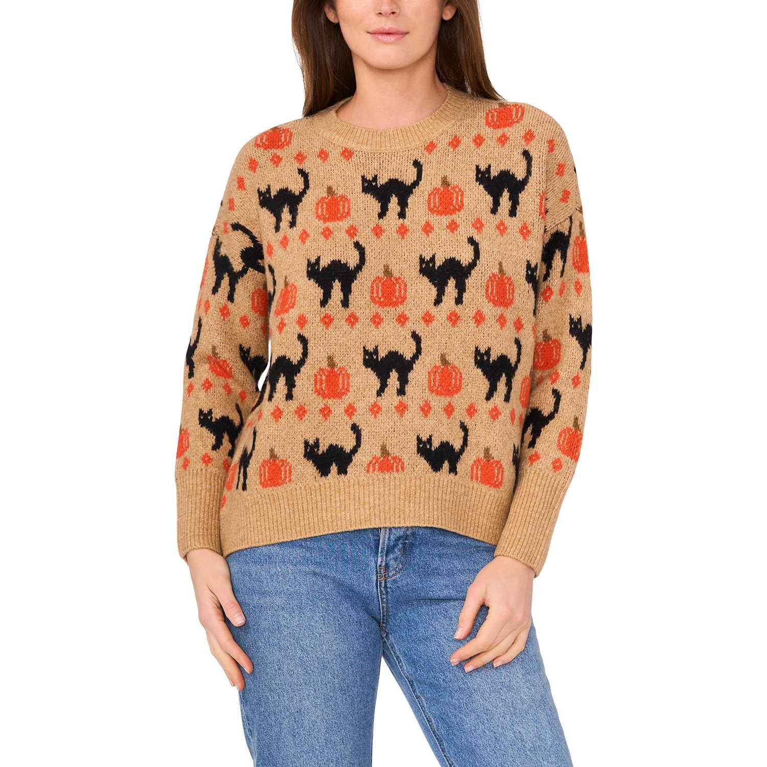 NWT Vince Camuto Women\'s Halloween Sweater Size L Tan