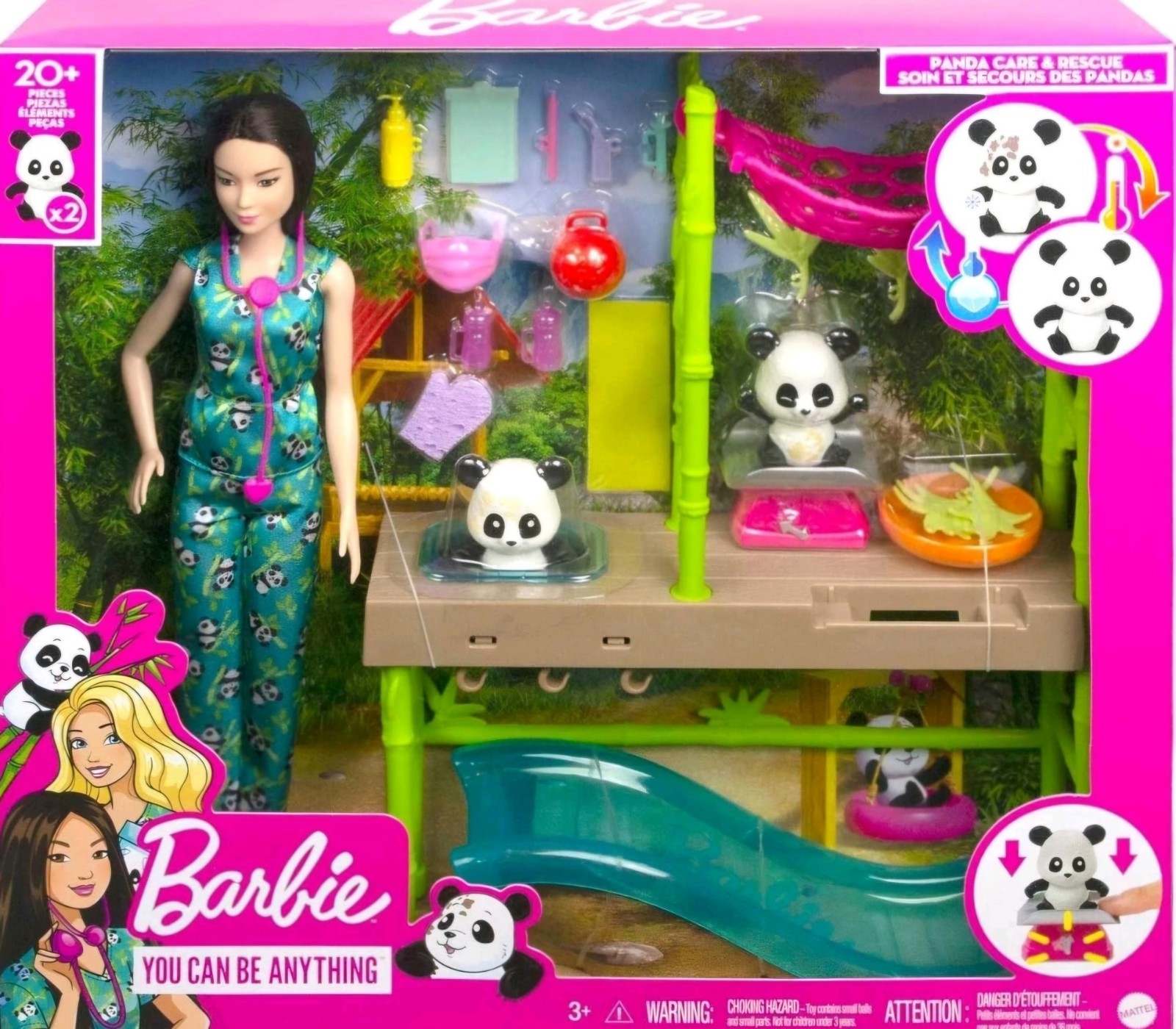 New BARBIE Panda Care and Rescue Doll & Playset You Can Be Anything Mattel HKT77