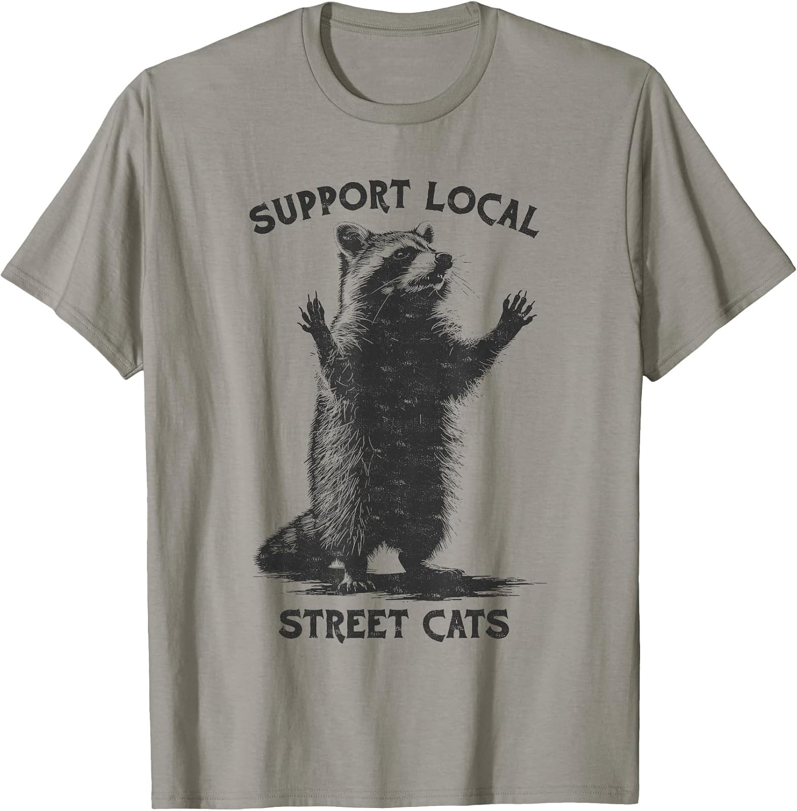 Funny Street Cat Vintage Support Local Street Cats Raccoon T-Shirt