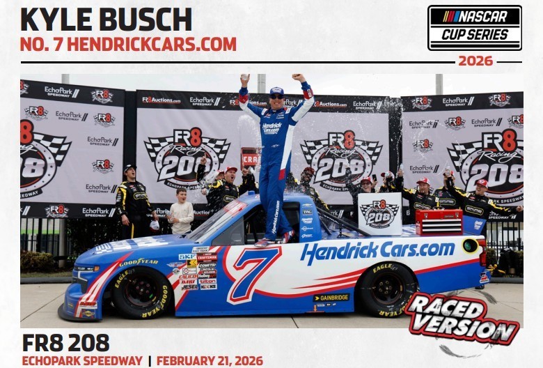 KYLE BUSCH 2026 ATLANTA WIN HENDRICKCARS.COM RACED VERSION 1/64 ARC
