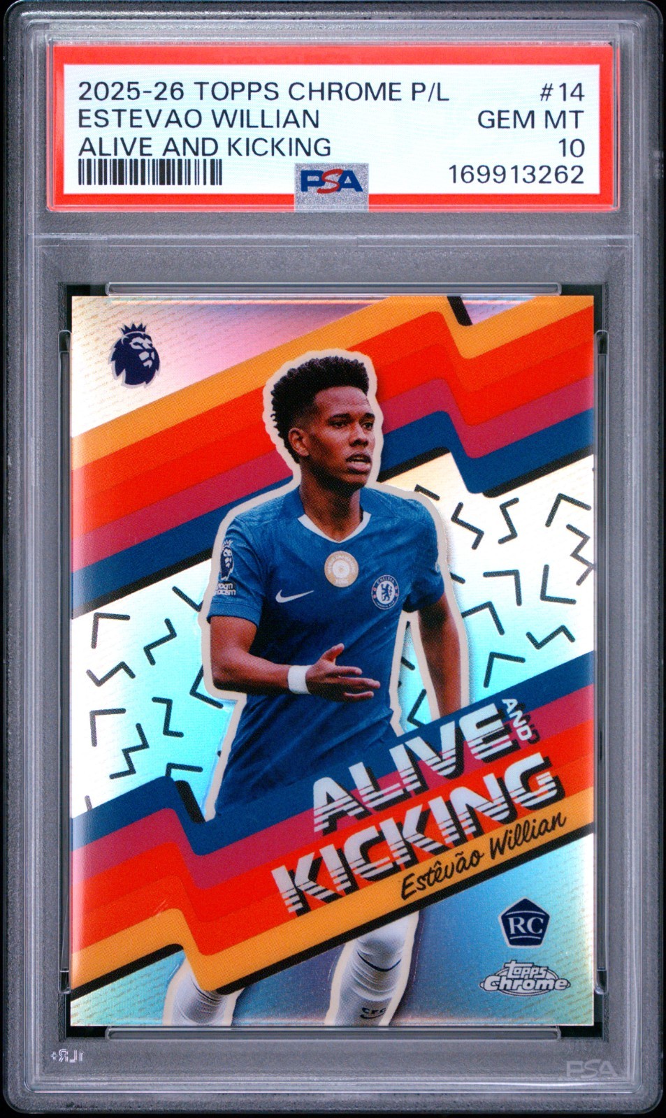 Estevao Willian 2025-26 Topps Chrome ALIVE & KICKING Refractor Rookie - PSA 10 Estevao Willian 2025-26 Topps Chrome ALIVE & KICKING Refractor Rookie - PSA 10