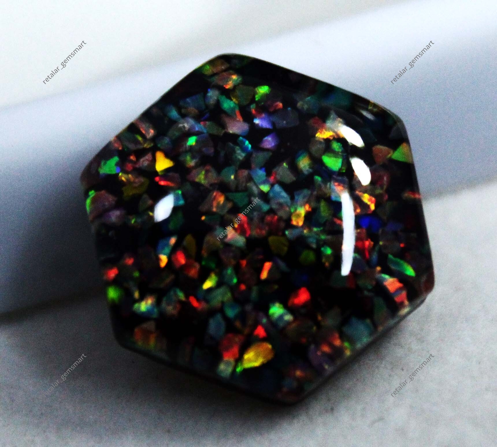 10.20 Ct Natural Australian Black Fire Opal Doublet Certified Untreated Gemstone 10.20 Ct Natural Australian Black Fire Opal Doublet Certified Untreated Gemstone