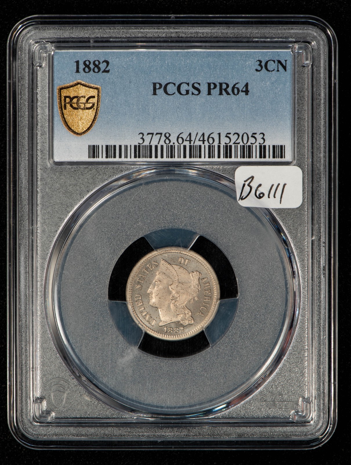 1882 3c Nickel Three Cent Piece Proof Coin - PCGS PR 64 - SKU-B6111