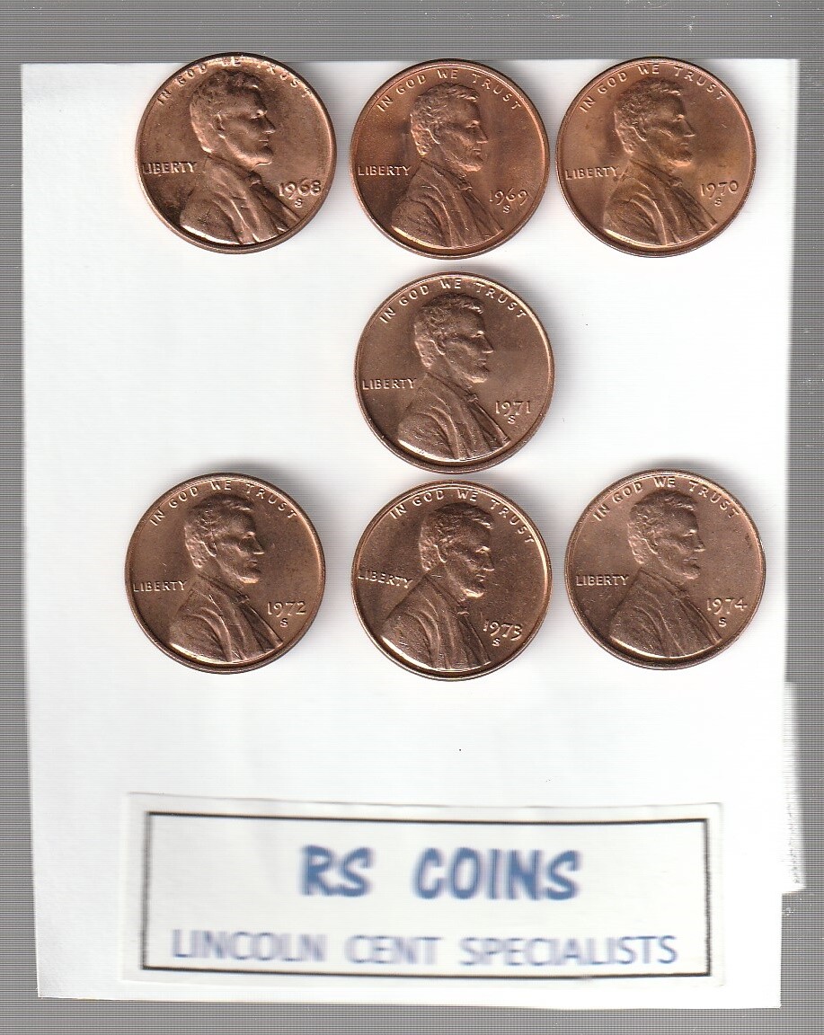 1968S   1969S   1970S   1971S   1972S   1973S   1974S   UNCIRCULATED  LINCOLNS