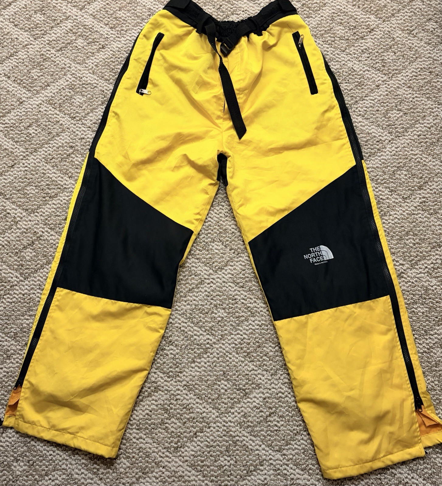Vintage North Face Gore Tex Mountain Pants Sz XL Unisex Yellow & Black EUC