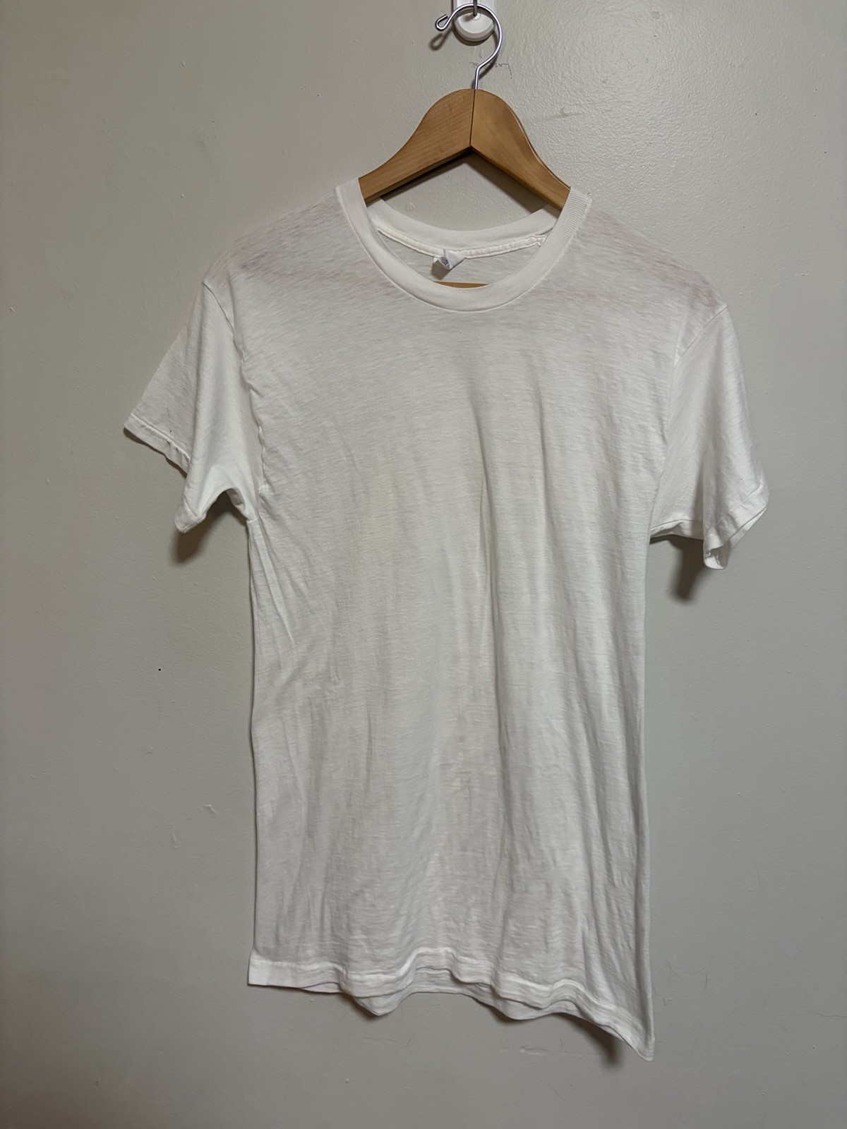 Vintage 1970s Paper Thin Burnout Blank White Worn Cotton Soft T Shirt Size Med Vintage 1970s Paper Thin Burnout Blank White Worn Cotton Soft T Shirt Size Med