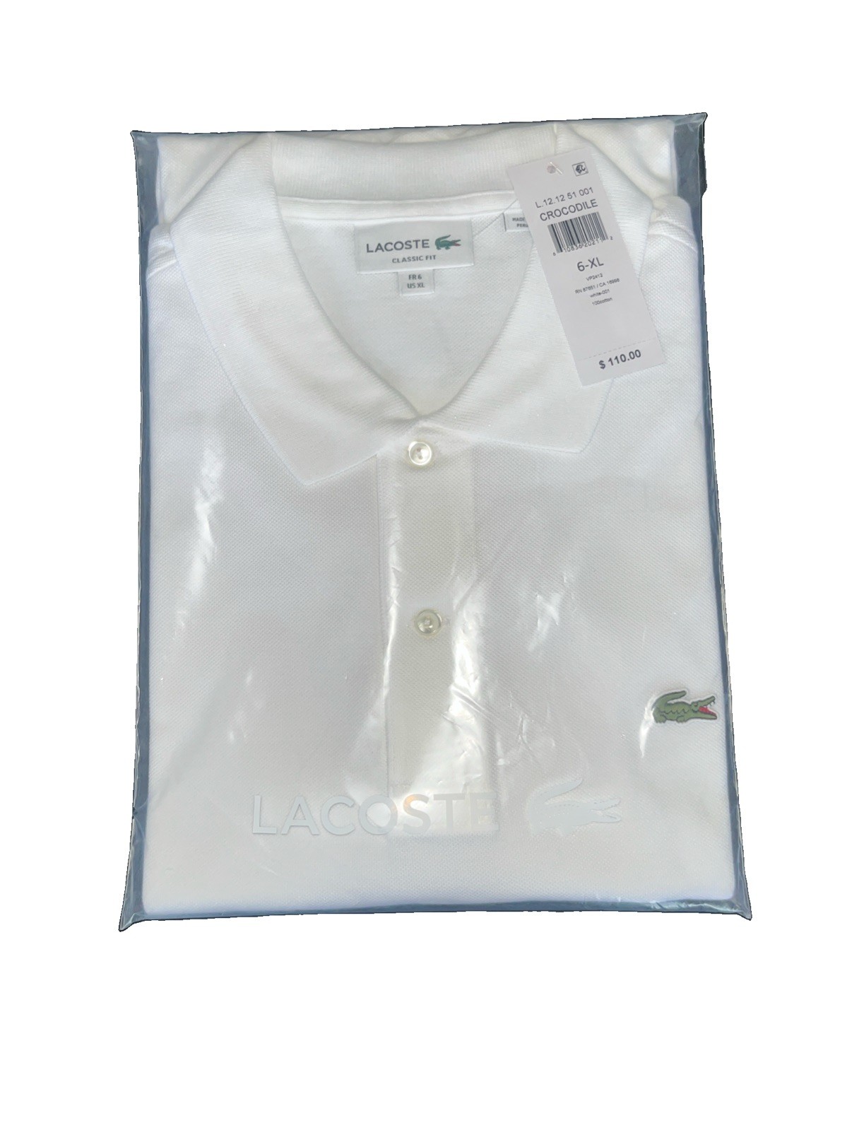 Lactoste Original Polo Piké White Size 6-XL Lactoste Original Polo Piké White Size 6-XL