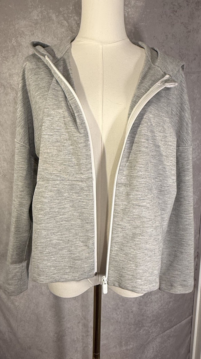Lululemon Hoodie Womens 8 Gray Heathered Scuba Full Zip Dropped Shoulder