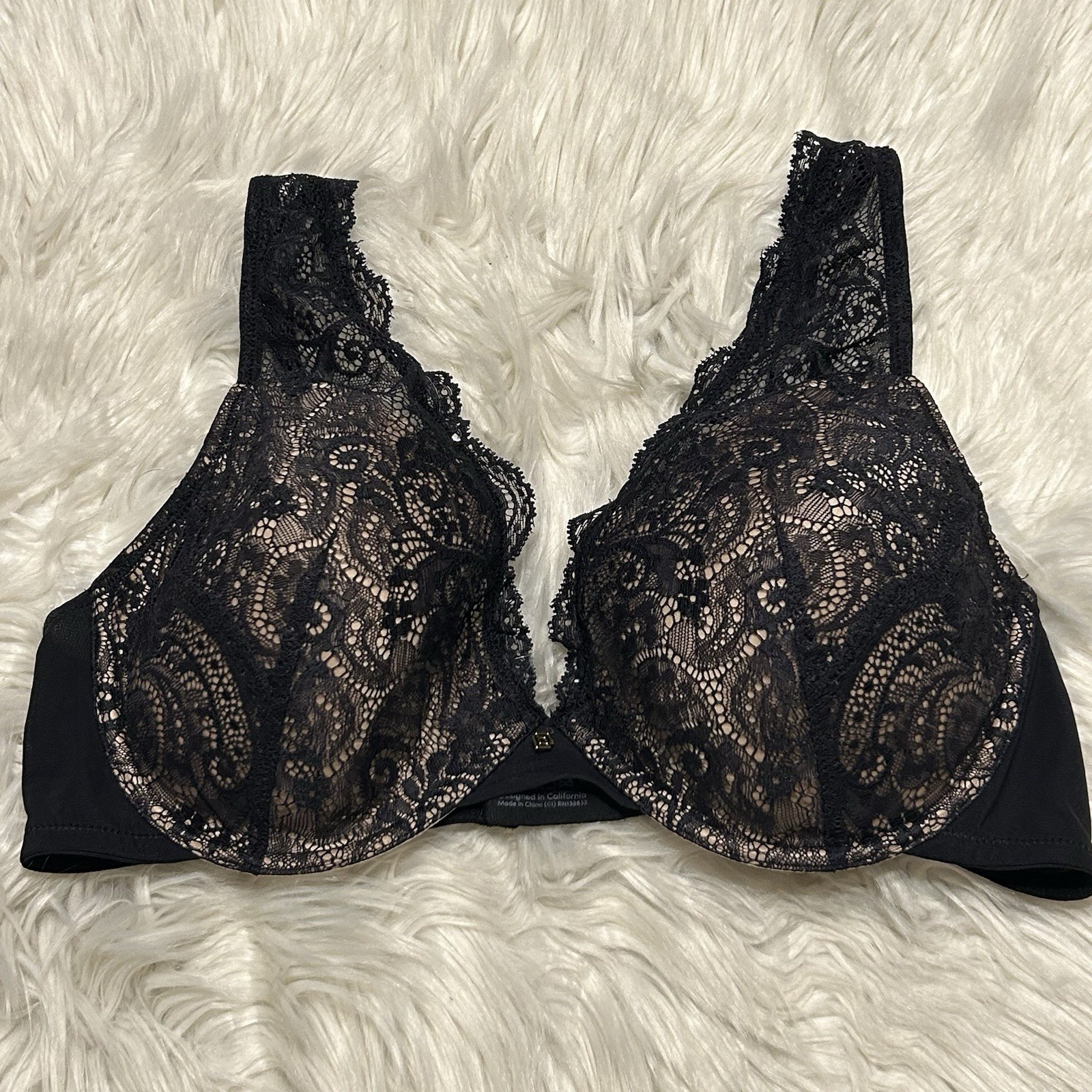 Third Love 38D Bra Black 24/7 Lace Contour Plunge Underwire Back Close Stretch