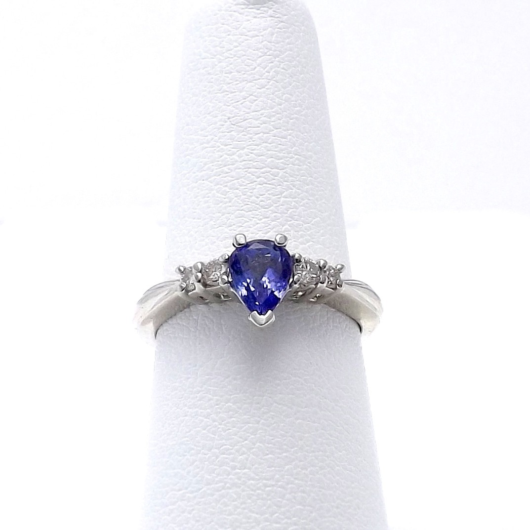 LeVian Solid Platinum Deep Purple Tanzanite Diamond Ring Setting New sz6.75