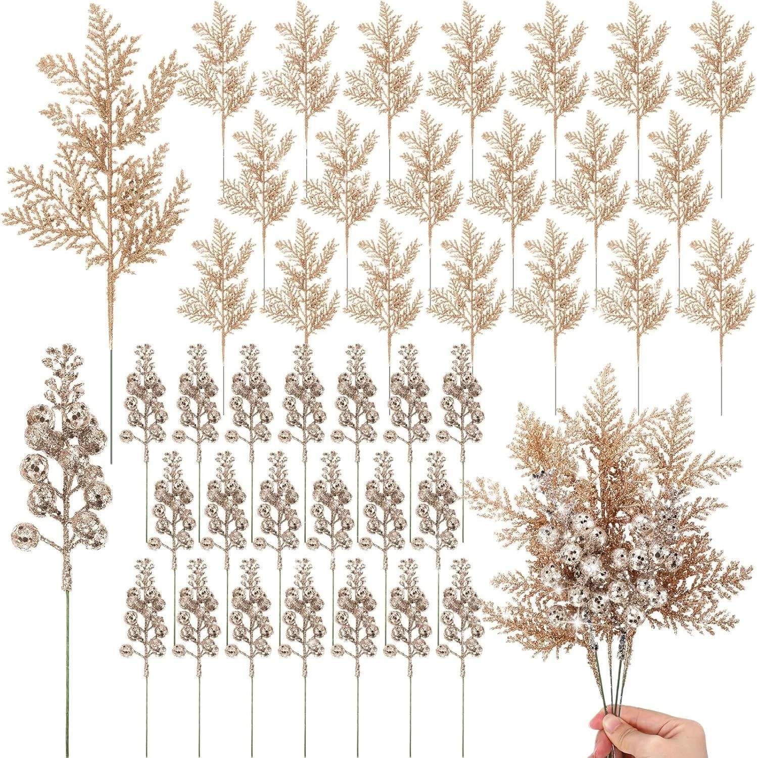 10PCS Artificial Christmas Glitter Berries Stems Xmas Tree Wreath DIY Decor USA 10PCS Artificial Christmas Glitter Berries Stems Xmas Tree Wreath DIY Decor USA