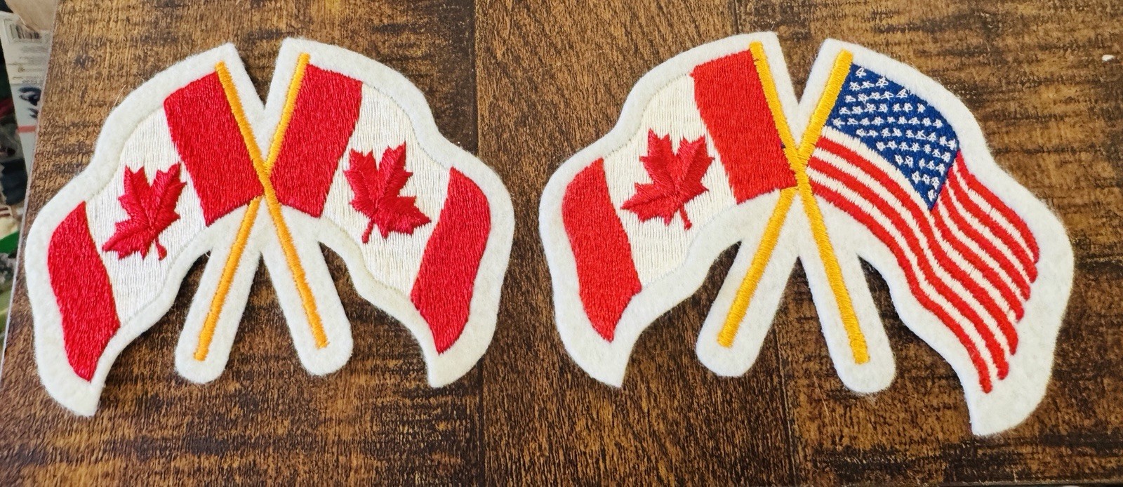 Set Of 2 Vintage Canadian Flags Canadian Flag American Flag Embroidered Patches Set Of 2 Vintage Canadian Flags Canadian Flag American Flag Embroidered Patches