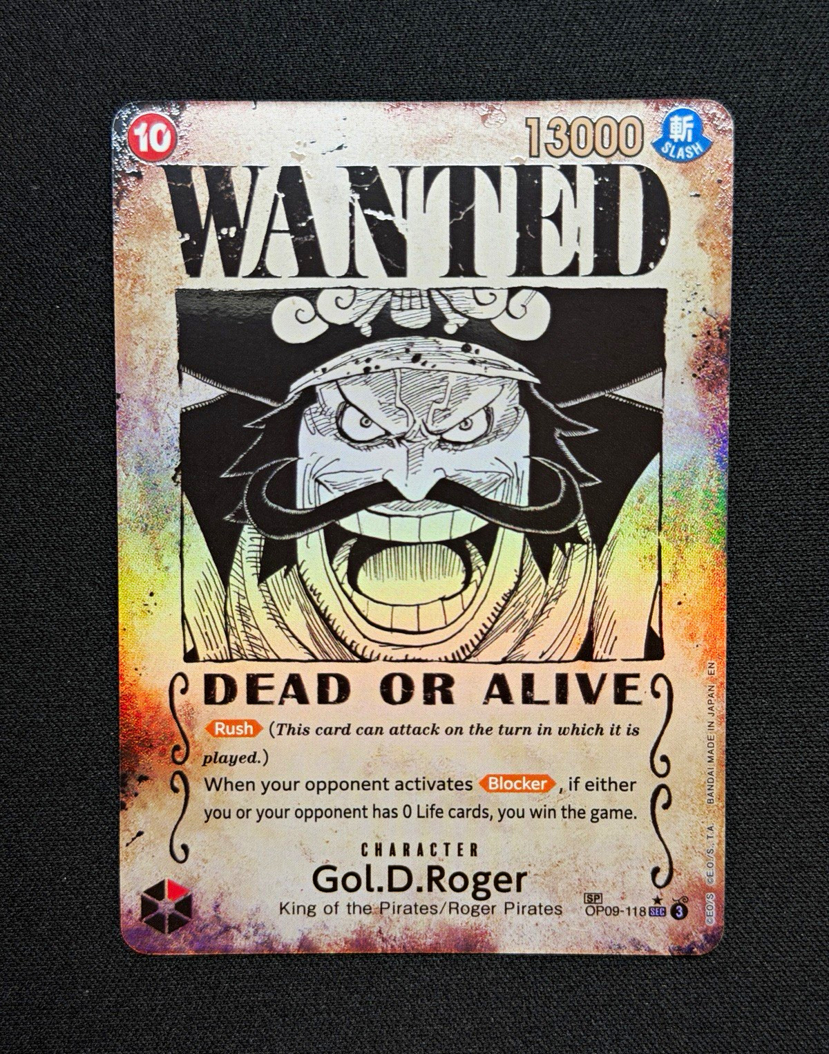 Bandai One Piece CCG Gol.D.Roger Secret Rare Alt Art Holo Wanted OP09-118 Bandai One Piece CCG Gol.D.Roger Secret Rare Alt Art Holo Wanted OP09-118