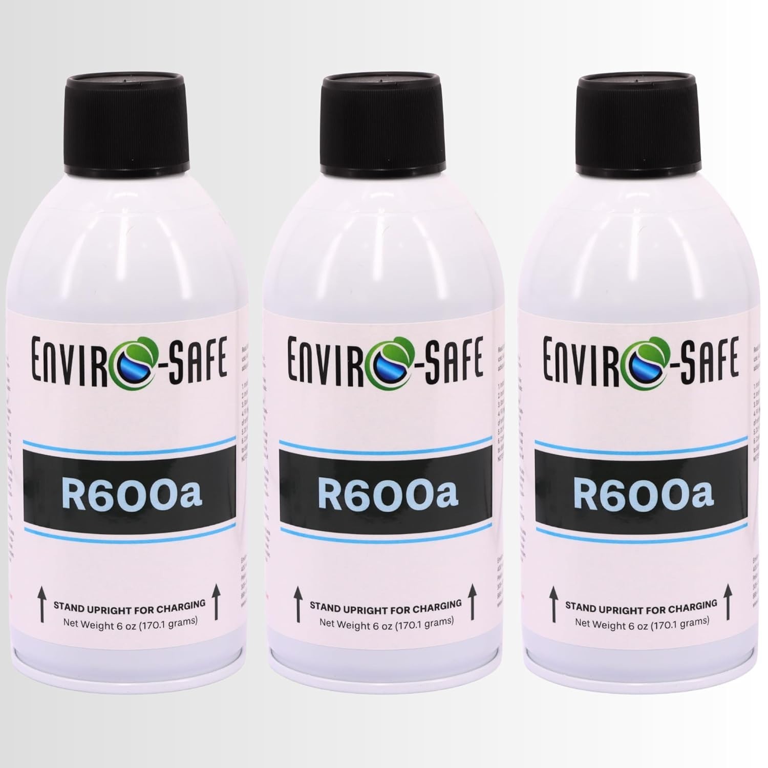 R600a Refrigerant - 6oz Upright Self Sealing Style Top. (3 Cans)