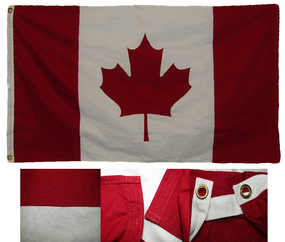 3x5 Embroidered Canada Country Premium Quality 100% Cotton Flag 3'x5'