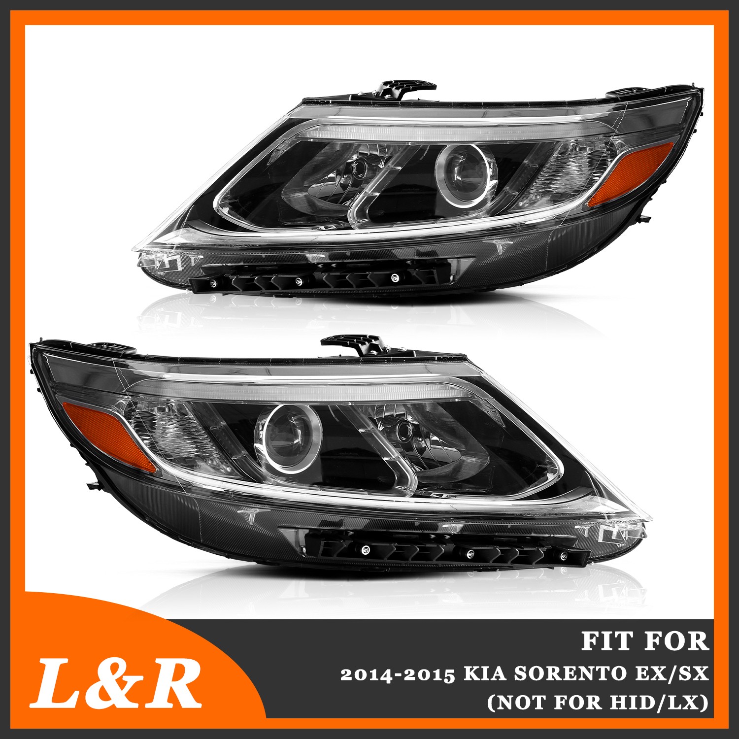 For 2014 2015 Kia Sorento LX Pair Halogen Headlights Left Right W/ LED DRL 14-15 For 2014 2015 Kia Sorento LX Pair Halogen Headlights Left Right W/ LED DRL 14-15