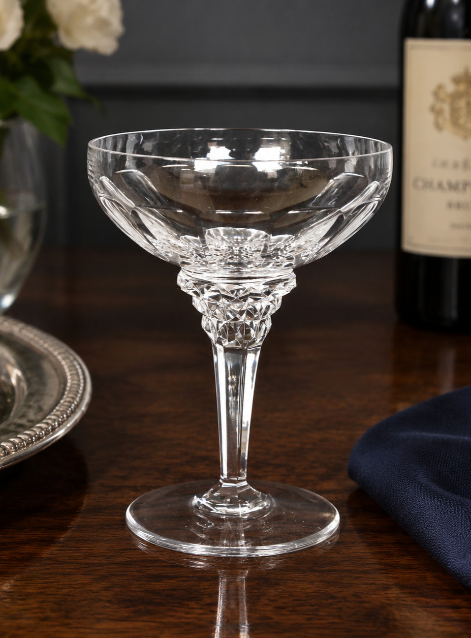 JAN EISENLOEFFEL Antique 1928 Cut Glass Crystal Champagne Coupe Dutch Art Deco