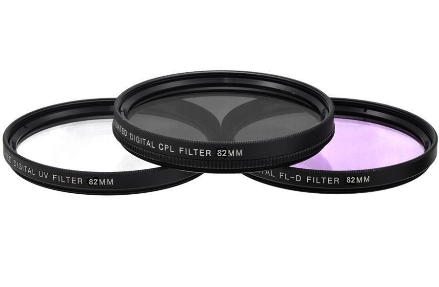 82mm 3 Pc Filter Kit (UV-FLD-CPL) For Canon Nikon Tamron Sigma JVC Panasonic