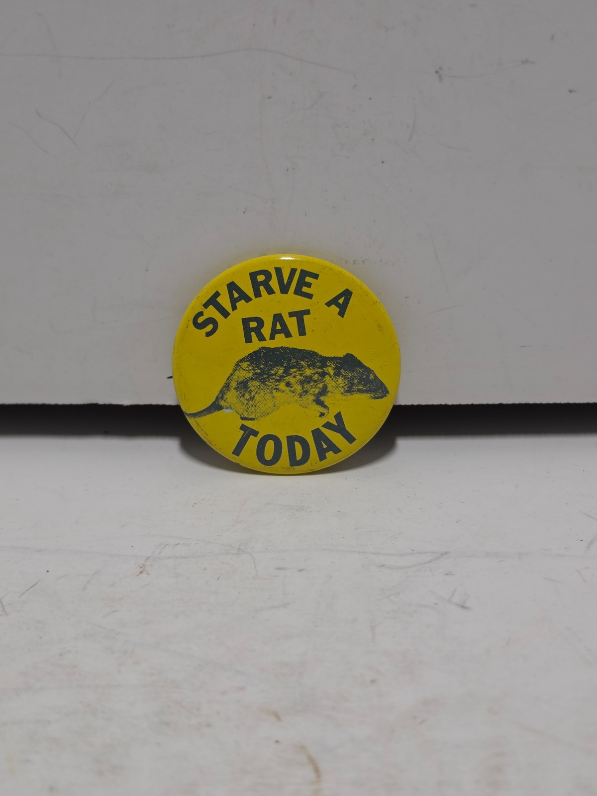 Vintage Starve A Rat Today NYC Sanitation Campaign Pinback Button 1.5\