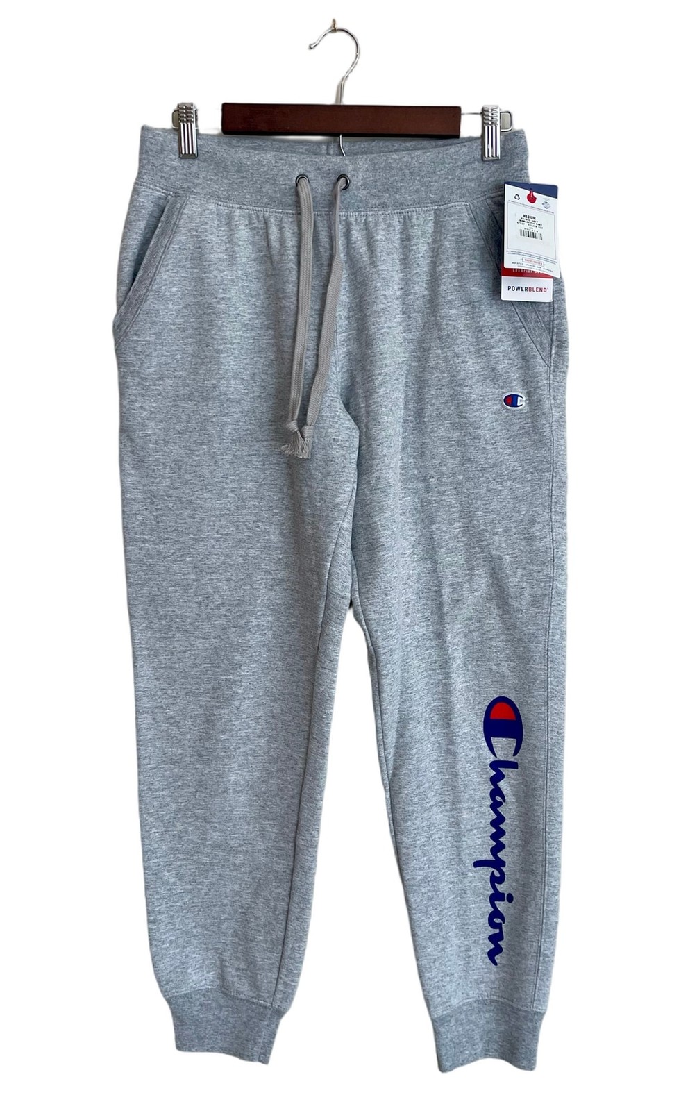 NWT Champion Women\'s Powerblend Graphic Logo Joggers Oxford Gray Medium