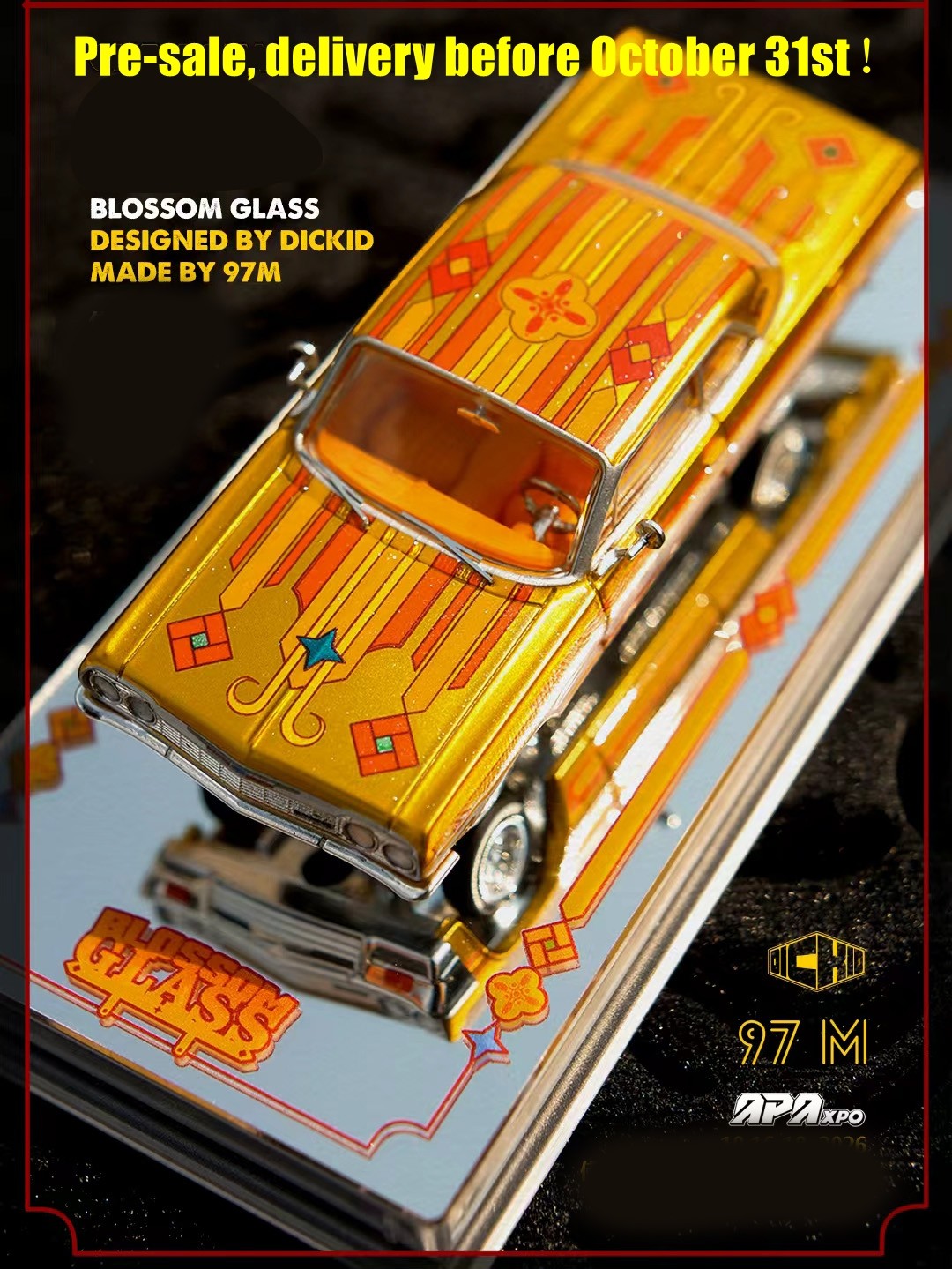 (Pre-sale) 97m 1/64 1964 Impala Lowrider Blossom Glass Chicano Diecast Car Model
