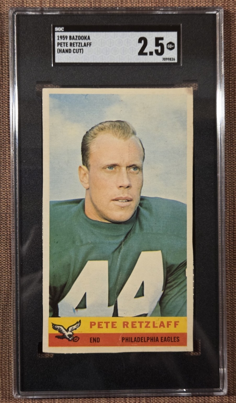 1959 Bazooka Pete Retzlaff Philadelphia Eagles Original Football Card SGC 2.5