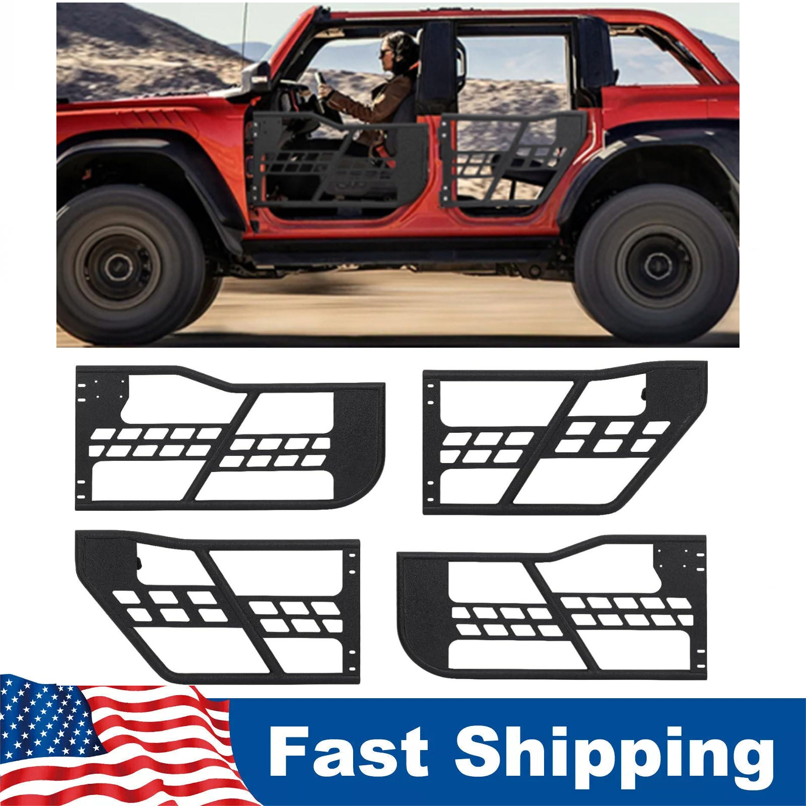 Off-Road Tubular Doors for 2021-2024Ford Bronco 4 Door - Set of 4 Tube Half Door