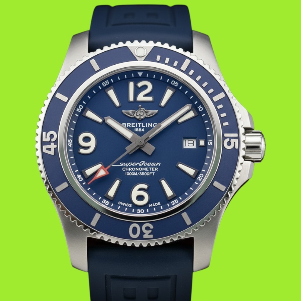 Breitling Superocean A17367 Blue Dial 44mm, Bracelet & OEM Extra Strap, Box Docs