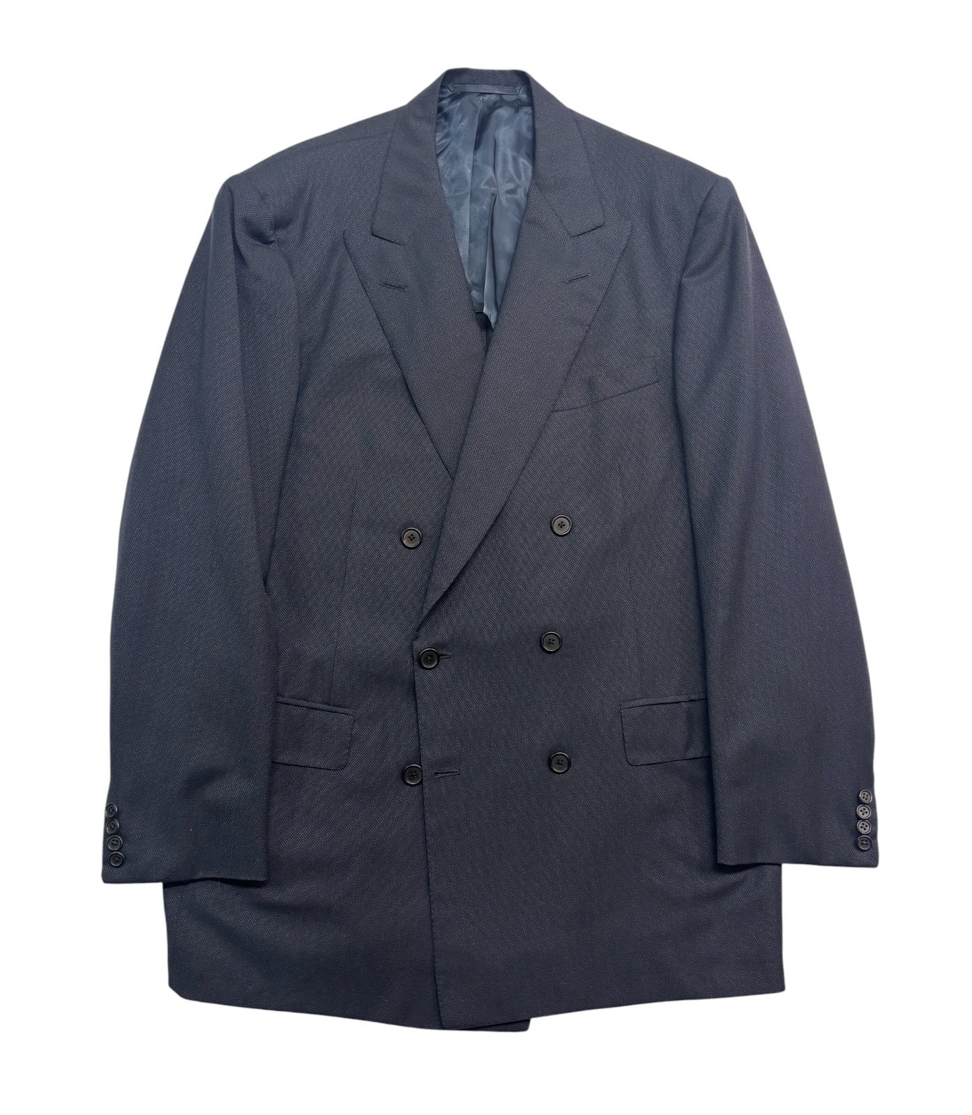 vtg 90s Oxxford Clothes 44L Silk Cotton Hopsack Double Breasted Blazer Jacket