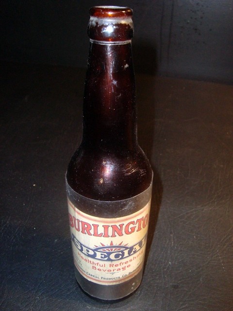 Circa 1920s Burlington Special Labeled Bottle, Prohibition, Wisconsin Circa 1920s Burlington Special Labeled Bottle, Prohibition, Wisconsin