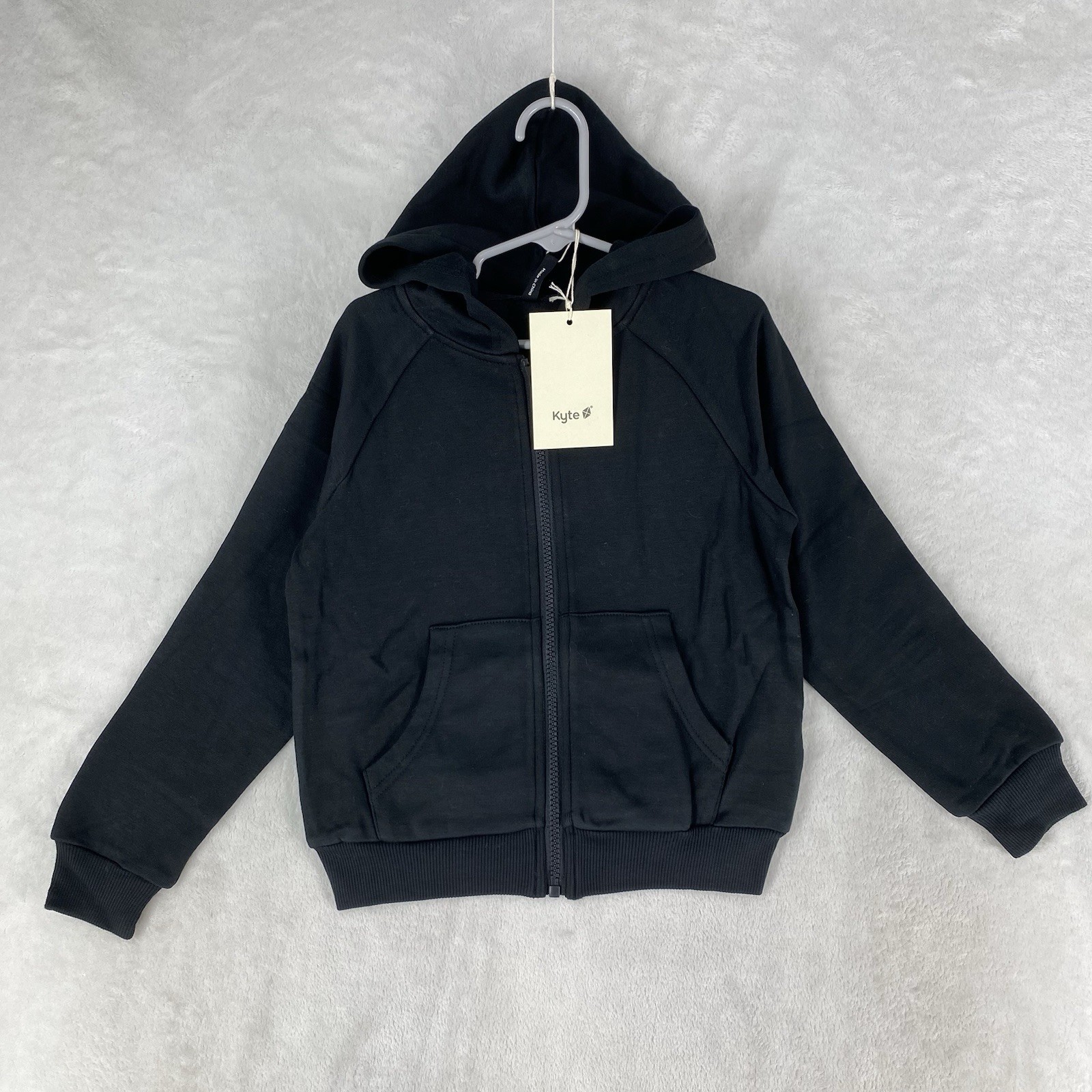 Kyte Kids Hoodie Sz 6 Black Bamboo Viscose Full Zip Fleece Lined Hooded NEW $47