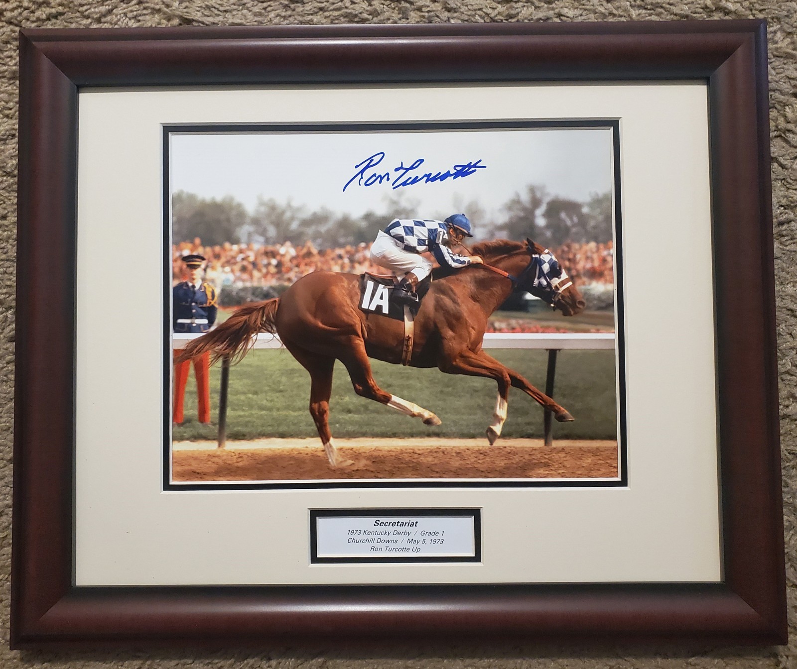 Secretariat Kentucky Derby  Photo 8x10 Signed Framed Ron Turcotte