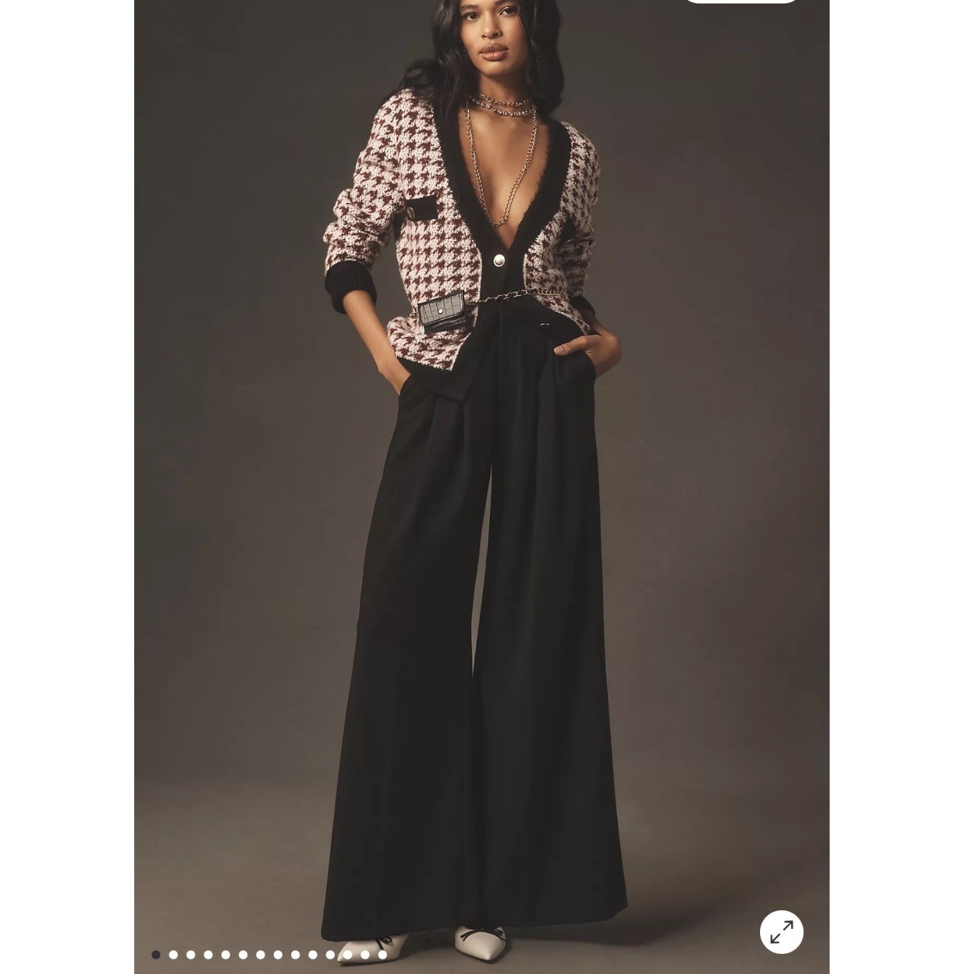Maeve Anthropologie Black Wide Leg Pleated Trousers Women\'s Size 10 Chic