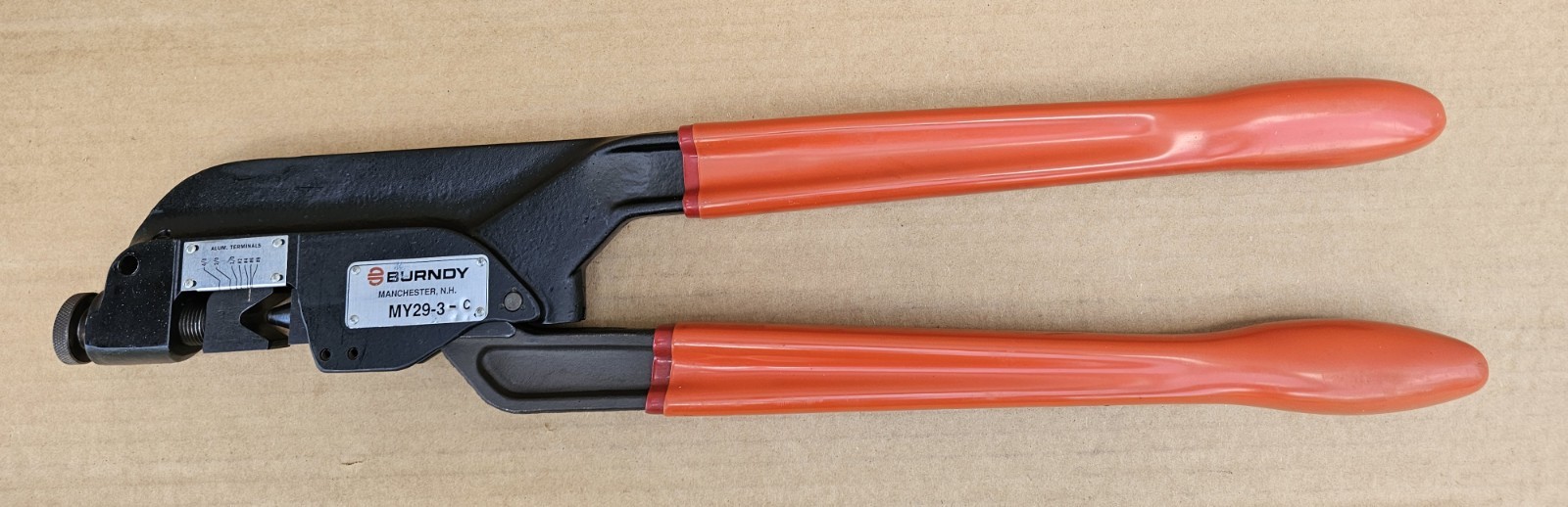 Burndy MY29-3-C Dieless Mechanical Hand Crimper Compression Tool Covered Handles Burndy MY29-3-C Dieless Mechanical Hand Crimper Compression Tool Covered Handles