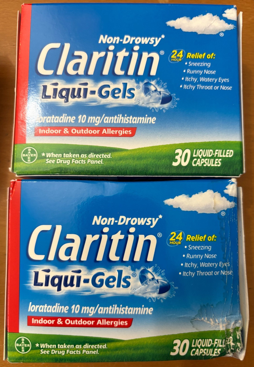Claritin 24hr Non Drowsy 30/ct Liqui-Gels *LOT OF 2* Dent Bx EXP: 05/28 + 09/27 Claritin 24hr Non Drowsy 30/ct Liqui-Gels *LOT OF 2* Dent Bx EXP: 05/28 + 09/27