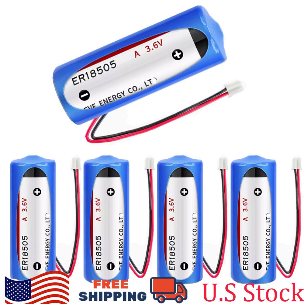5pcs 3.6V ER18505 Battery 4000mAh Non-Rechargeable with 2.0 white Plug