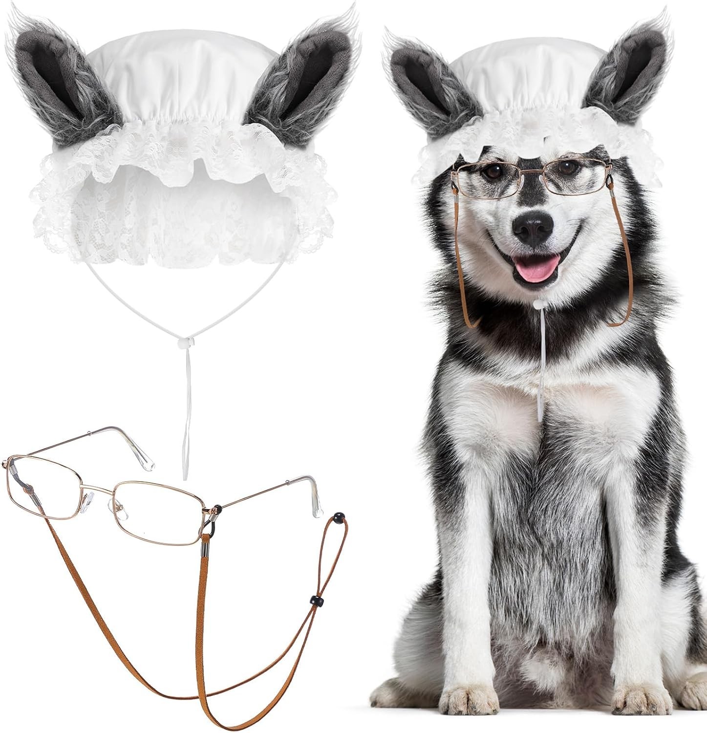 3 Pcs Halloween Big Bad Wolf Dog Costume Granny Costume Medium