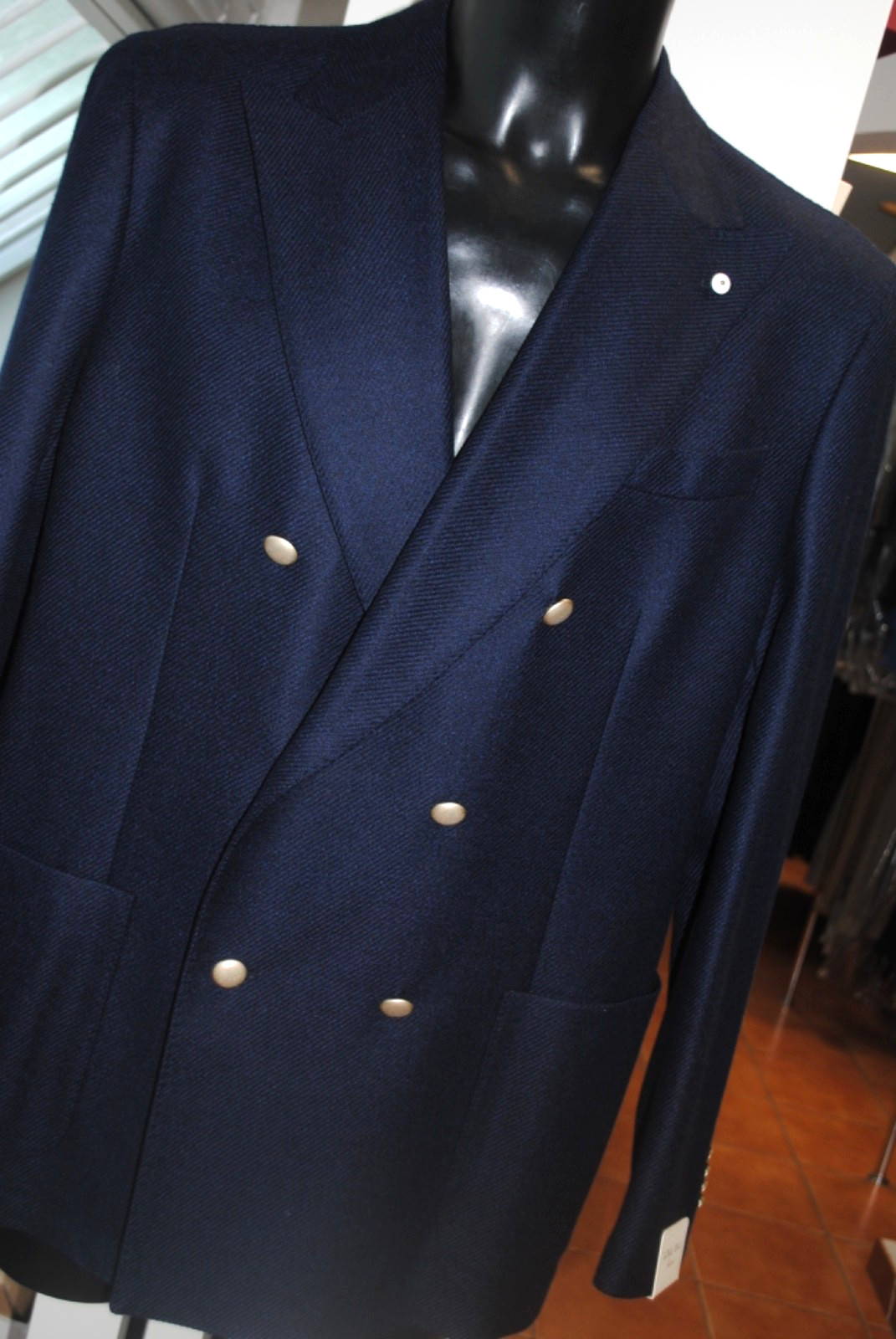 L.B.M. LUIGI BIANCHI TAILORING FLANNEL JACKET SIZE 56 750.00 POSTER. LBM-02C BLUE