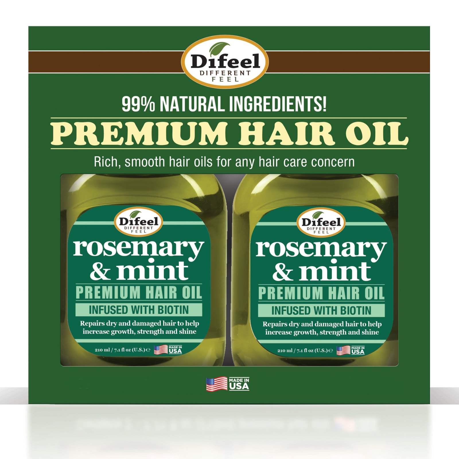 Difeel Rosemary & Mint Premium Hair Oil with Biotin 7.1 Ounce. - 2-PC Gift Set