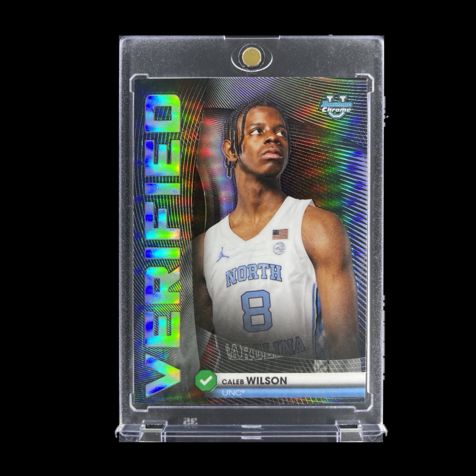CALEB WILSON ROOKIE BLACK CHROME REFRACTOR CARD 2025-26 Bowman Insert - Bulls