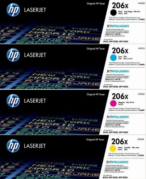 HP 206X High Yield Toner Cartridge Set – Black Cyan Magenta Yellow HP 206X High Yield Toner Cartridge Set – Black Cyan Magenta Yellow