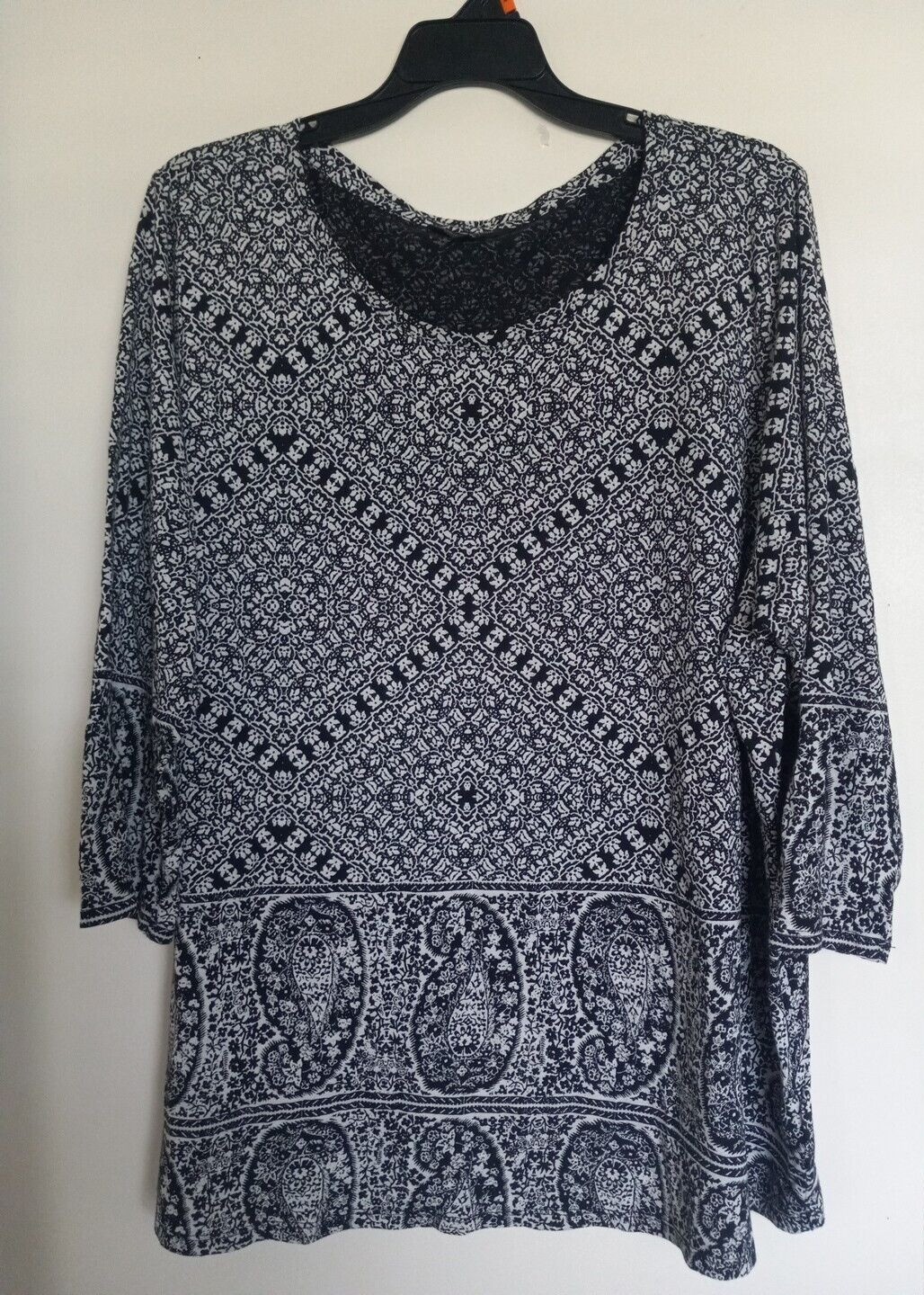 Lucky Brand Black White Boho Style Floral Blouse Size 2X Lucky Brand Black White Boho Style Floral Blouse Size 2X