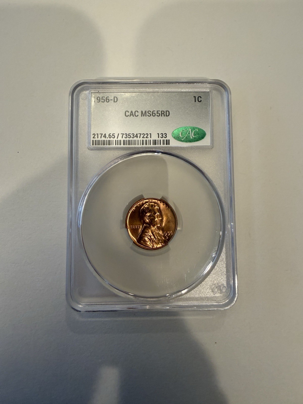 Lincoln Wheat 1956-D Small Cent RED CAC MS65RD Denver Uncirculated Lincoln Wheat 1956-D Small Cent RED CAC MS65RD Denver Uncirculated