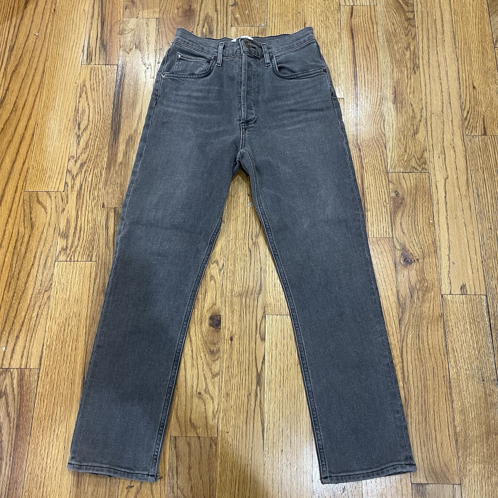 Agolde Riley High Rise Straight Dark Wash Jeans Size 26 Button Fly EUC (25x26.5)