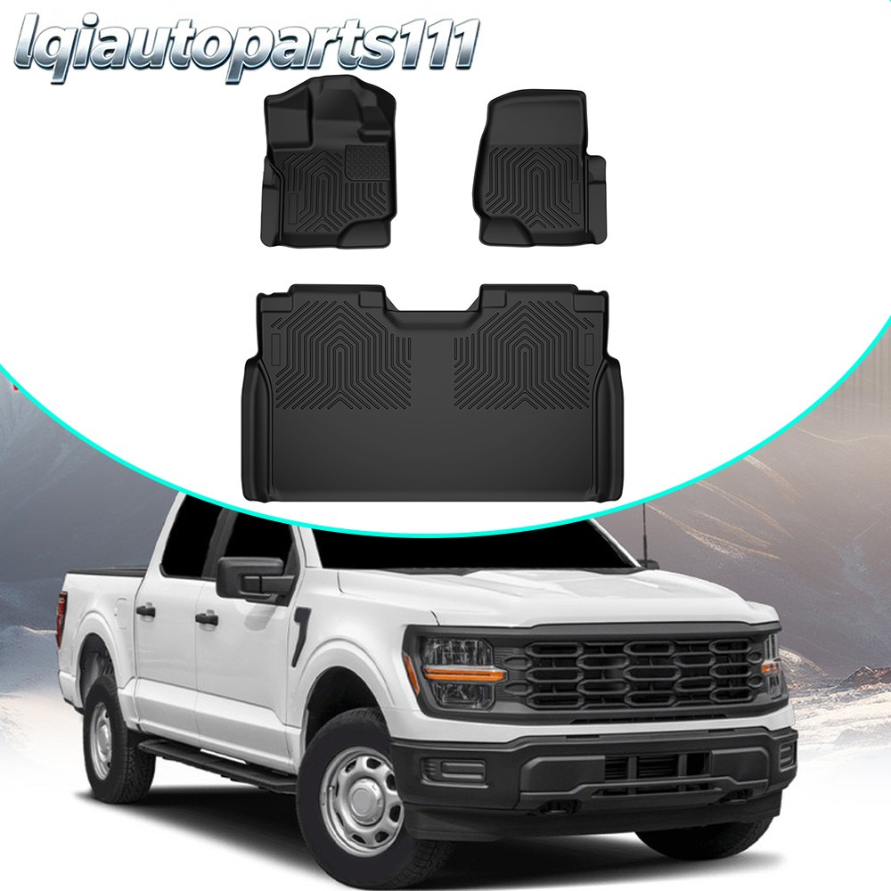 Weatherbeater TPE Black Floor Mats Custom Fits 2015-2025 Ford F150 Super Crew