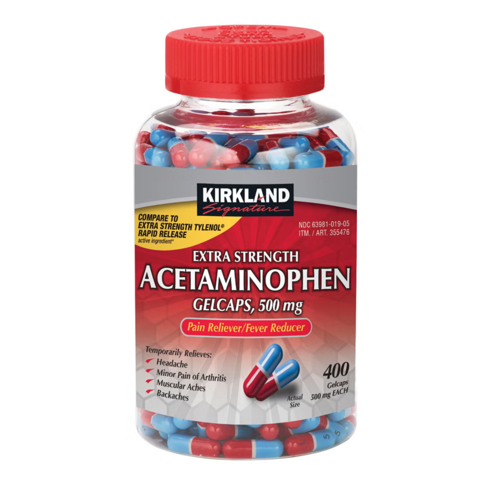Kirkland Signature Acetaminophen Extra Strength 500mg 400 Gelcaps EXP 01/2029